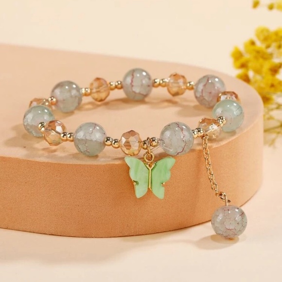 Jewelry - Butterfly Charm Beaded Bracelet